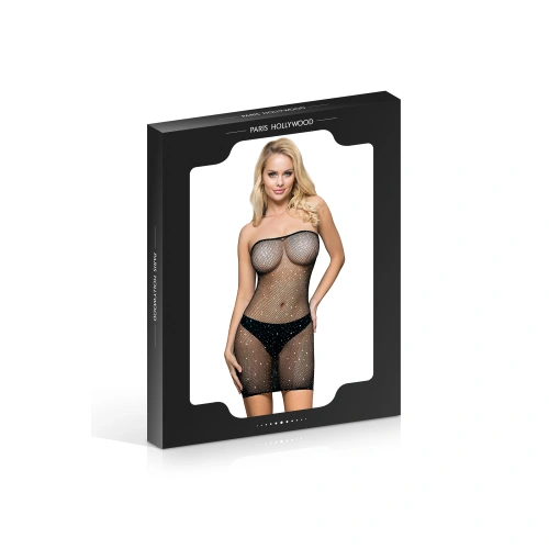 Елегантна рокля тип бюстие с кристали QL черна [4]