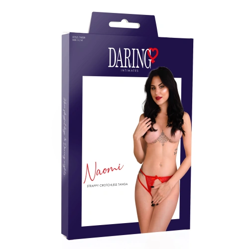 Дантелени бикини с отворено дъно Naomi червени [4]