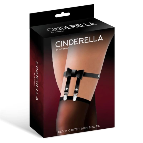 Кожен жартиер с папийонка Cinderella черен [1]